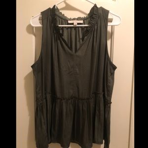 Dark green LOFT silky  peplum tank